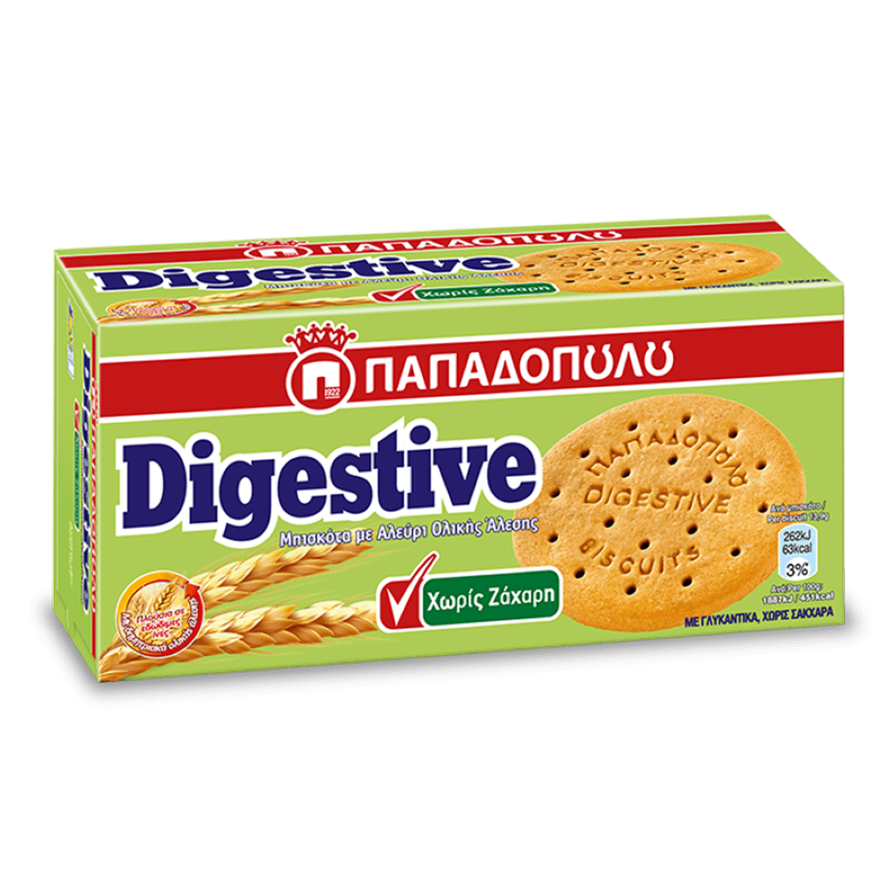Digestive Vollkorn ohne Zucker 250g "Papadopoulos"