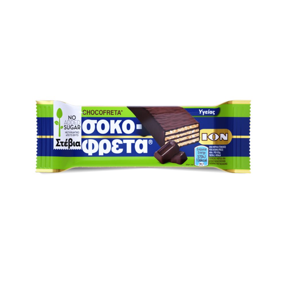 ION Sokofreta Waffel mit Bitterschokolade und Stevia 38g