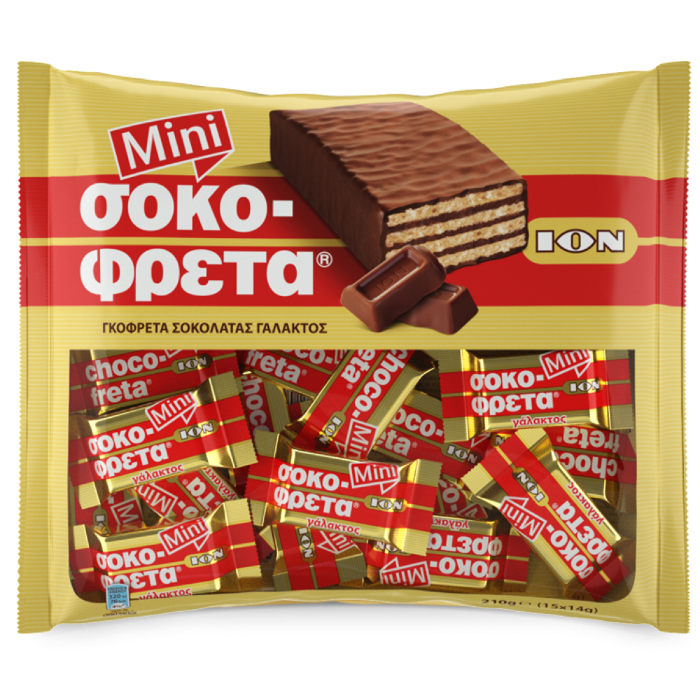 Mini Sokofreta Waffeln Milchschokolade "ION" 210g (15x14g)