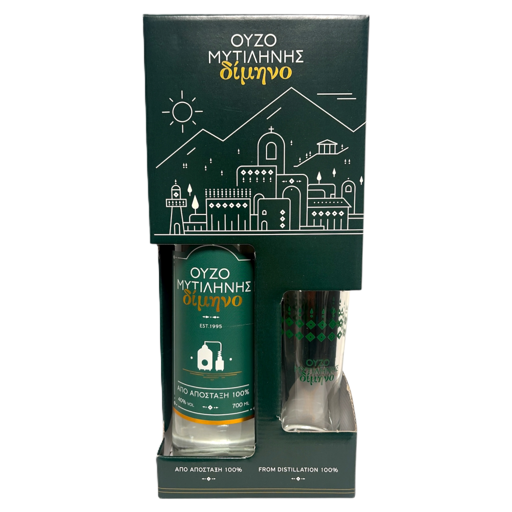 Geschenkbox Ouzo Mytilinis Dimino 40% "EVA"