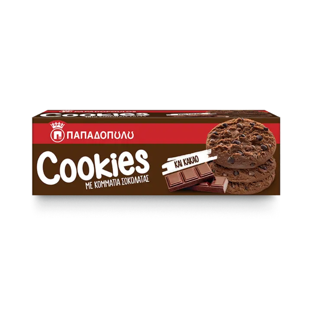 Cookies mit Kakao & Schokoladenstückchen "Papadopoulos" 180g