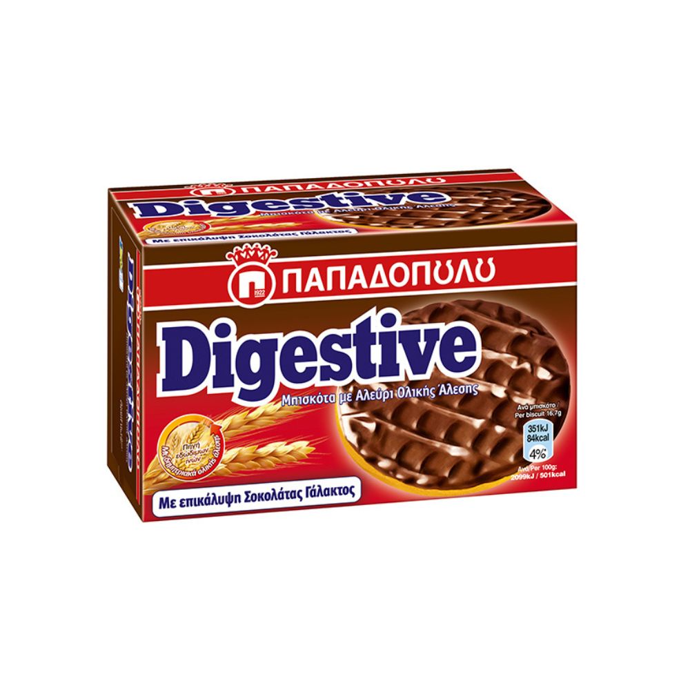 Digestive Vollkorn mit Milchschokolade "Papadopoulos" 200g