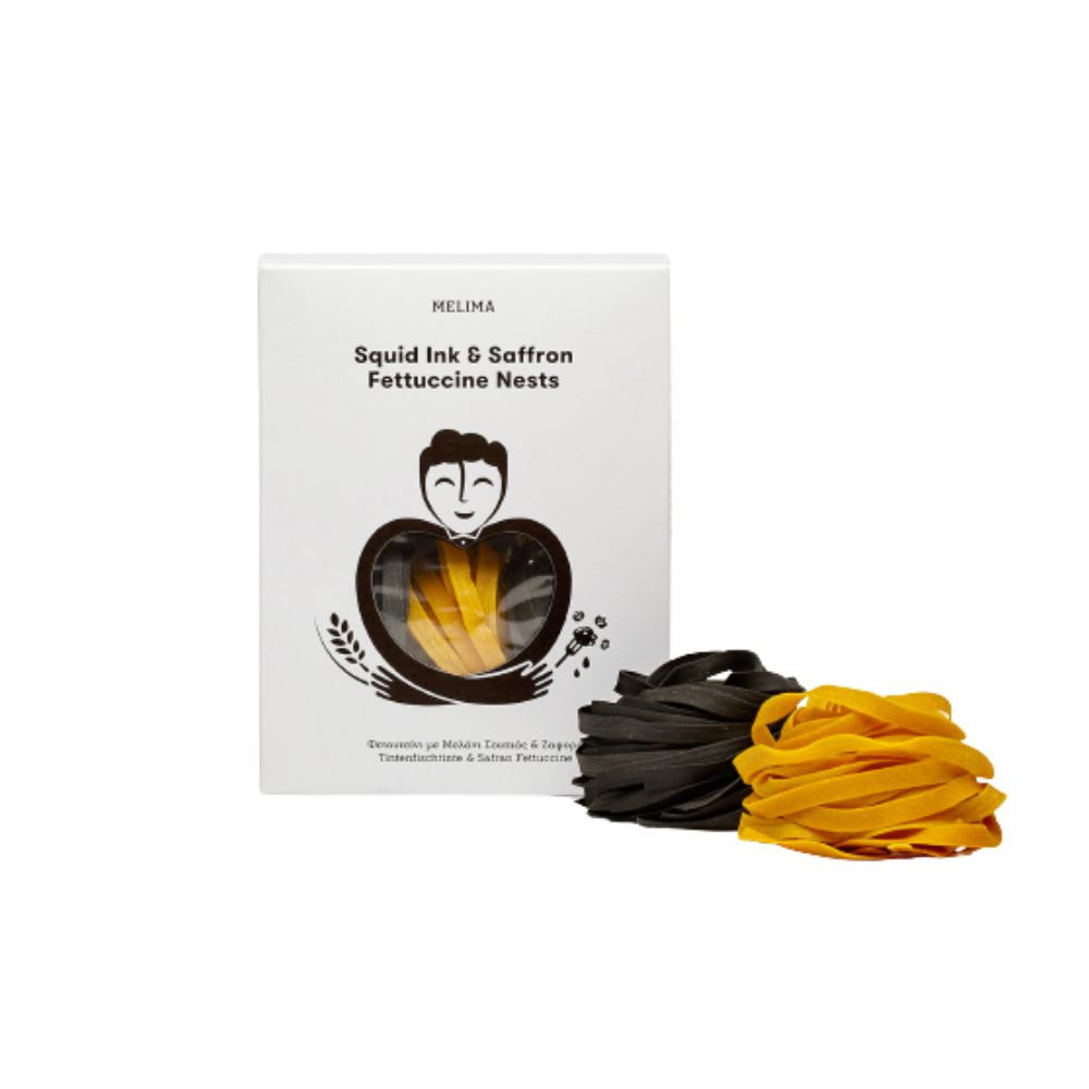 "MELIMA" Schwarze Tinte & Safran Fettuccine Nester 500g